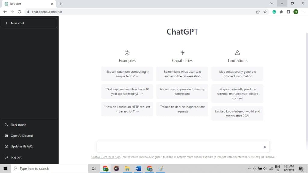 Chat GPT - User Interface